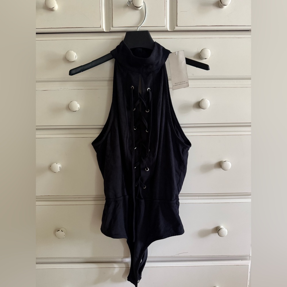 Black Suede bodysuit